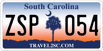 SC license plate ZSP054