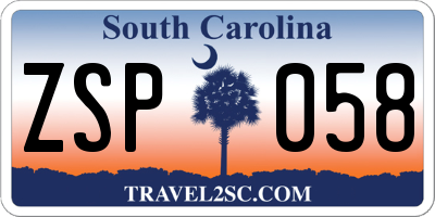 SC license plate ZSP058