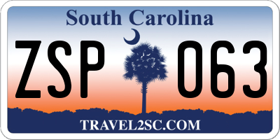 SC license plate ZSP063