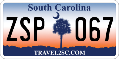 SC license plate ZSP067
