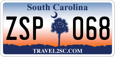 SC license plate ZSP068