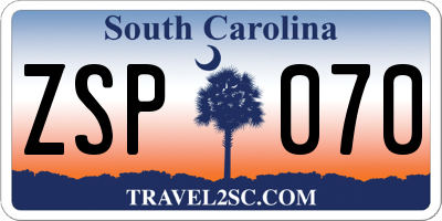 SC license plate ZSP070