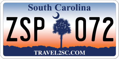 SC license plate ZSP072