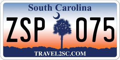 SC license plate ZSP075