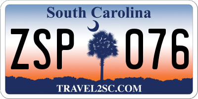 SC license plate ZSP076