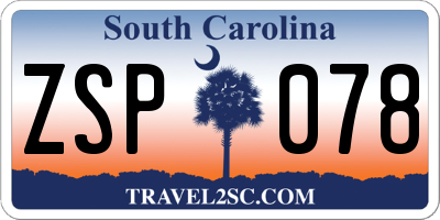 SC license plate ZSP078