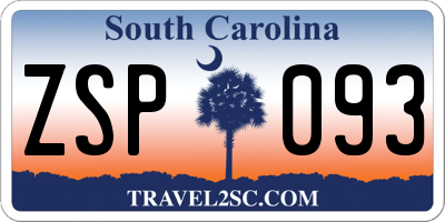 SC license plate ZSP093
