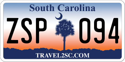 SC license plate ZSP094