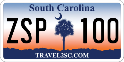 SC license plate ZSP100