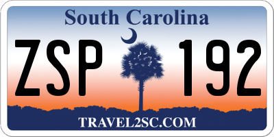 SC license plate ZSP192