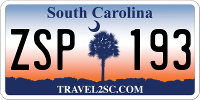 SC license plate ZSP193