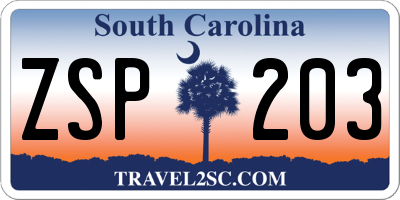 SC license plate ZSP203