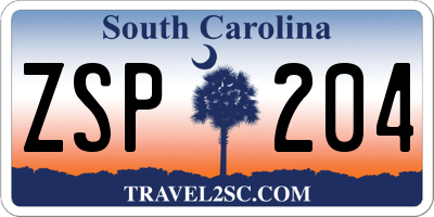 SC license plate ZSP204