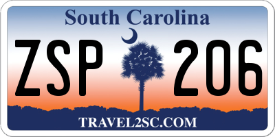 SC license plate ZSP206