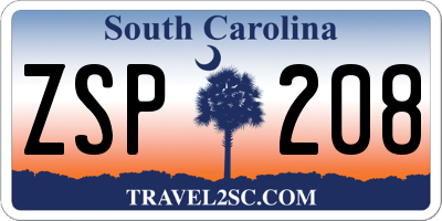SC license plate ZSP208