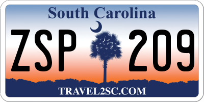SC license plate ZSP209