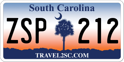 SC license plate ZSP212