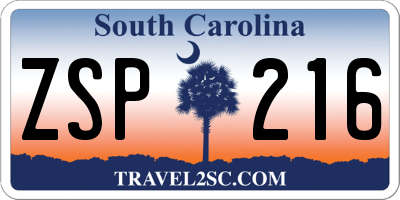 SC license plate ZSP216