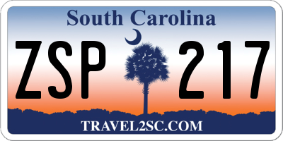 SC license plate ZSP217