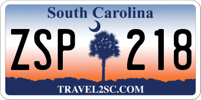 SC license plate ZSP218