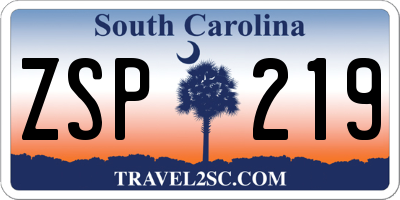 SC license plate ZSP219