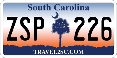 SC license plate ZSP226