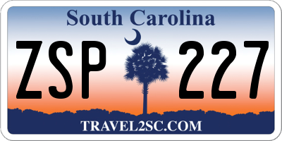 SC license plate ZSP227
