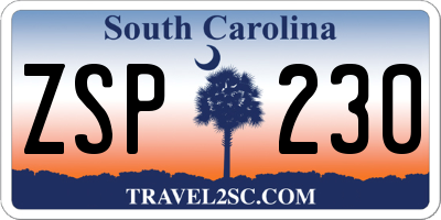 SC license plate ZSP230