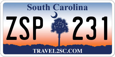 SC license plate ZSP231