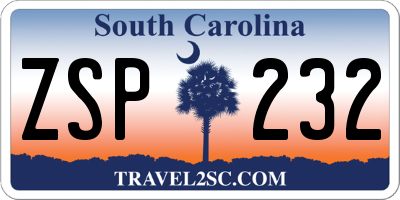 SC license plate ZSP232
