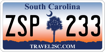 SC license plate ZSP233
