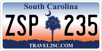 SC license plate ZSP235