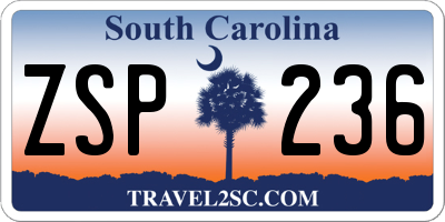 SC license plate ZSP236