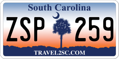 SC license plate ZSP259