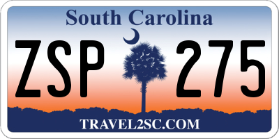 SC license plate ZSP275