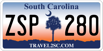 SC license plate ZSP280