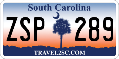 SC license plate ZSP289