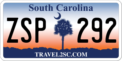 SC license plate ZSP292