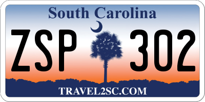 SC license plate ZSP302
