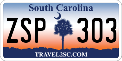 SC license plate ZSP303