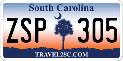 SC license plate ZSP305