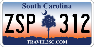 SC license plate ZSP312
