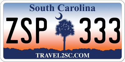 SC license plate ZSP333
