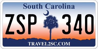 SC license plate ZSP340