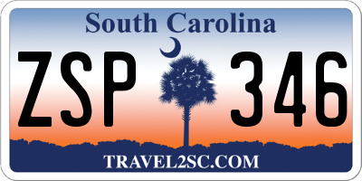 SC license plate ZSP346