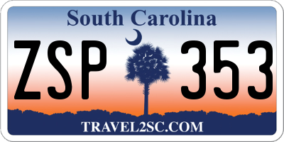 SC license plate ZSP353