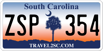 SC license plate ZSP354