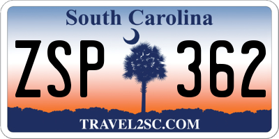 SC license plate ZSP362