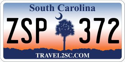 SC license plate ZSP372