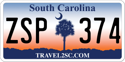 SC license plate ZSP374